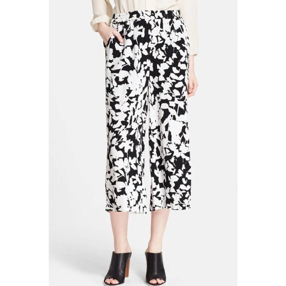 EUC Kate Spade Women's Synna Leaf Wide Leg B/W Cropped Ankle Pants M